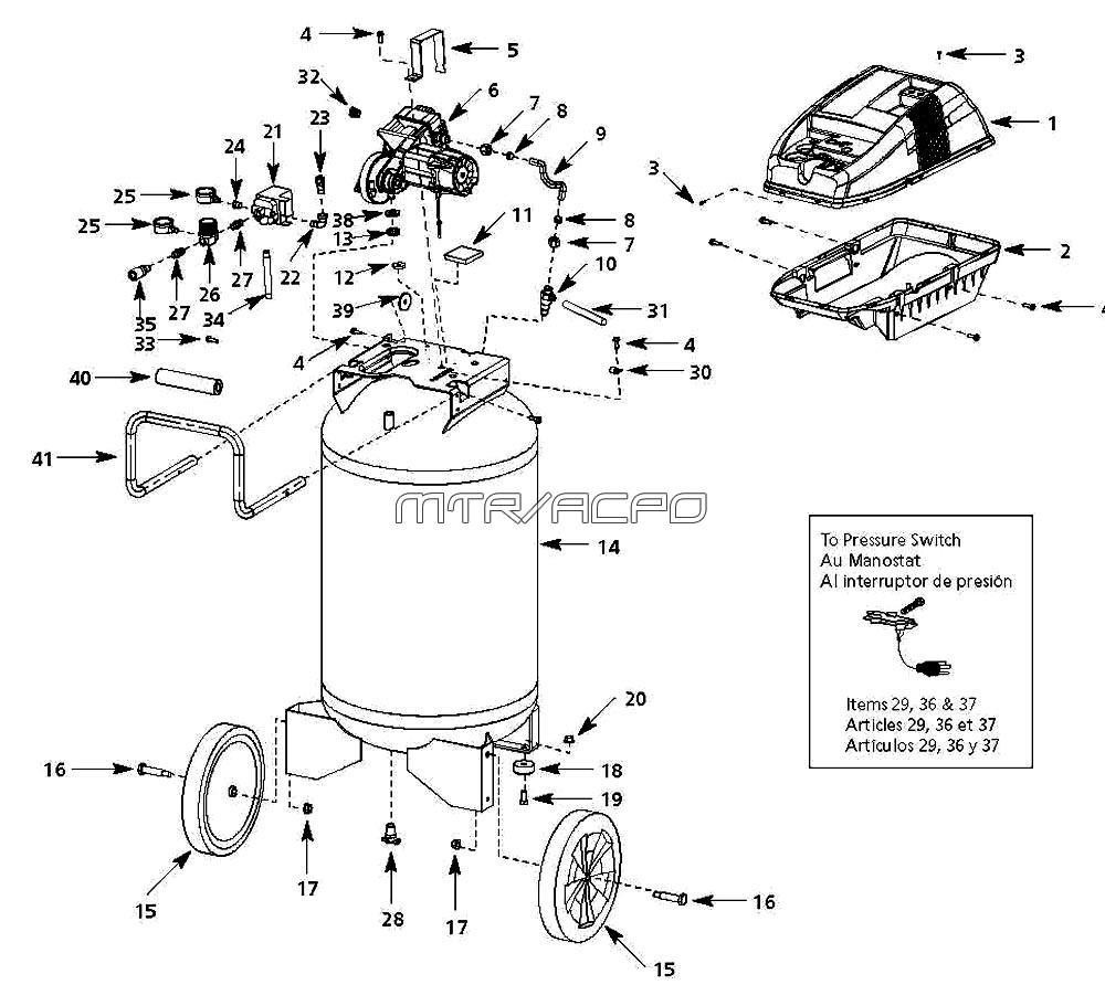 Wl660 Series Tank Parts Diagram and Parts List for  Campbell Hausfeld Compressor